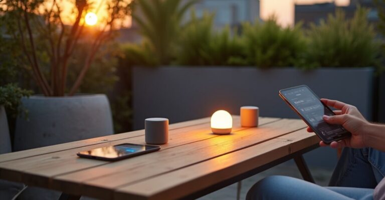 smart leisure space technology and test smart lighting and speakers—try Philips Hue and a Bluetooth outdoor speaker to see mood control in action