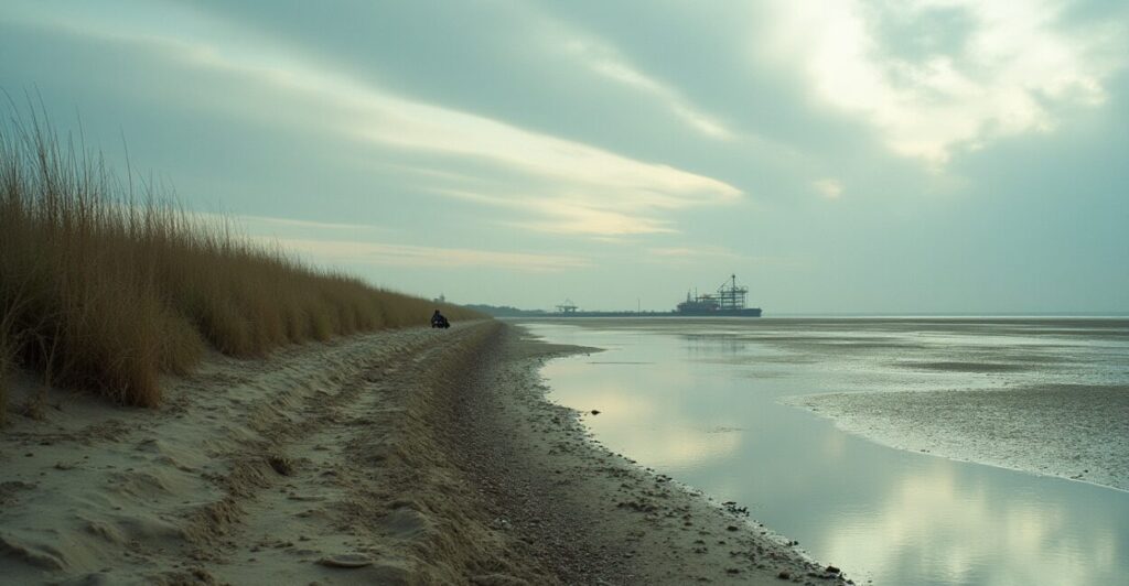 Salt Marsh Bluffs with Painterly Clouds